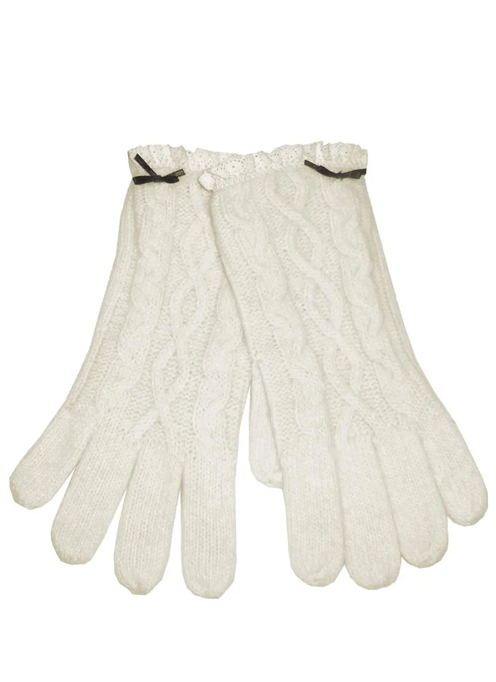 Classic Cable Cream Knit Gloves