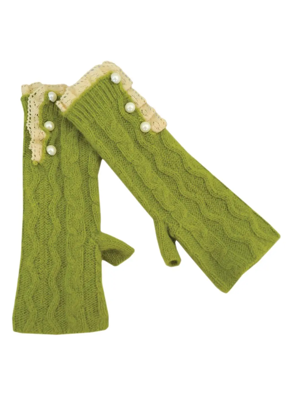 Classic Cable Knit Apple Fingerless Gloves