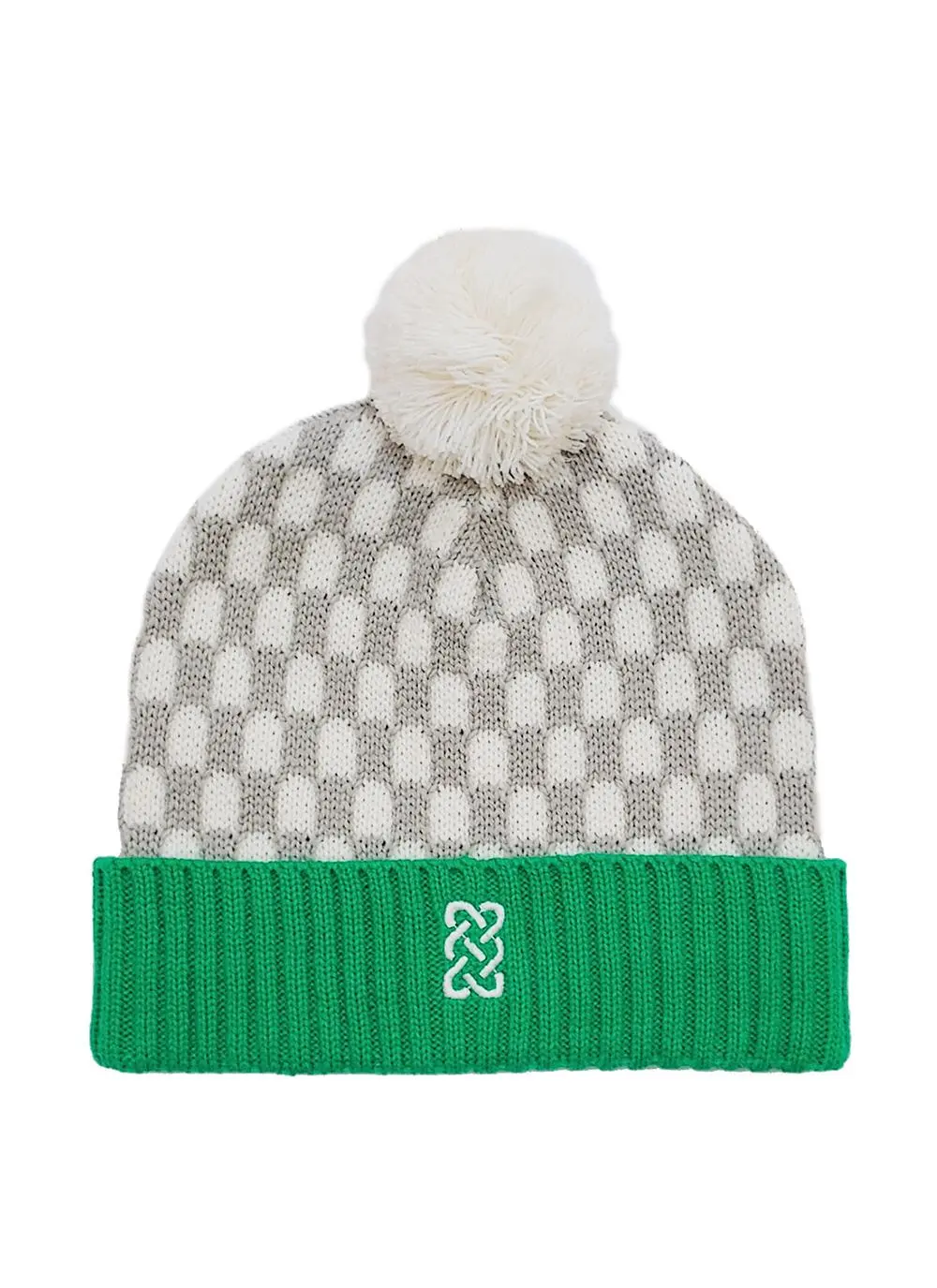 Kids' Sustainable Hat & Gloves Set in Emerald & Taupe
