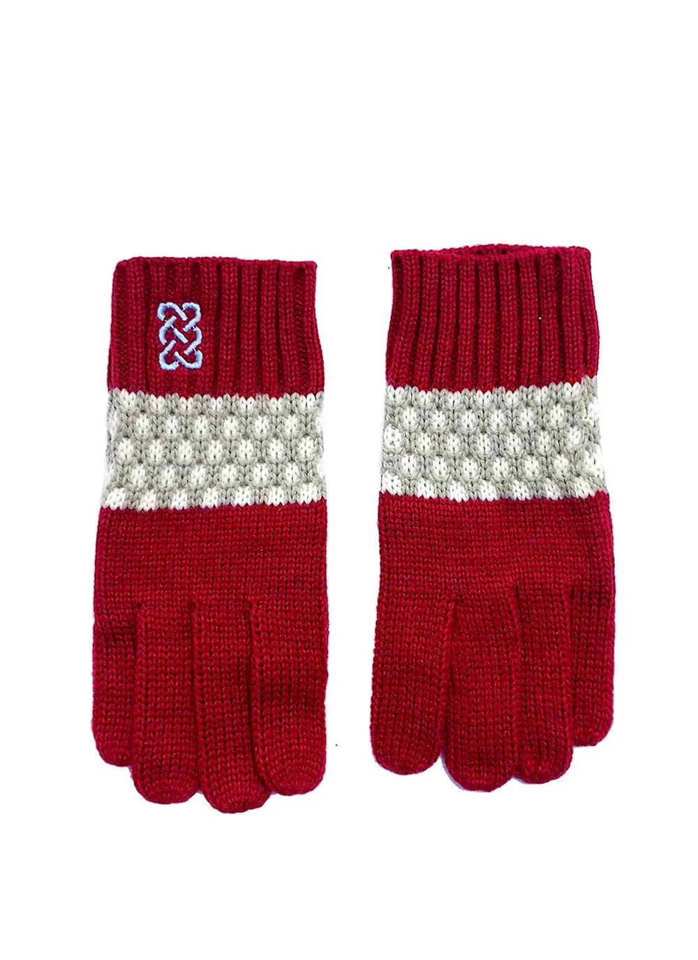 Kids' Sustainable Hat & Gloves Set in Burgundy & Blue