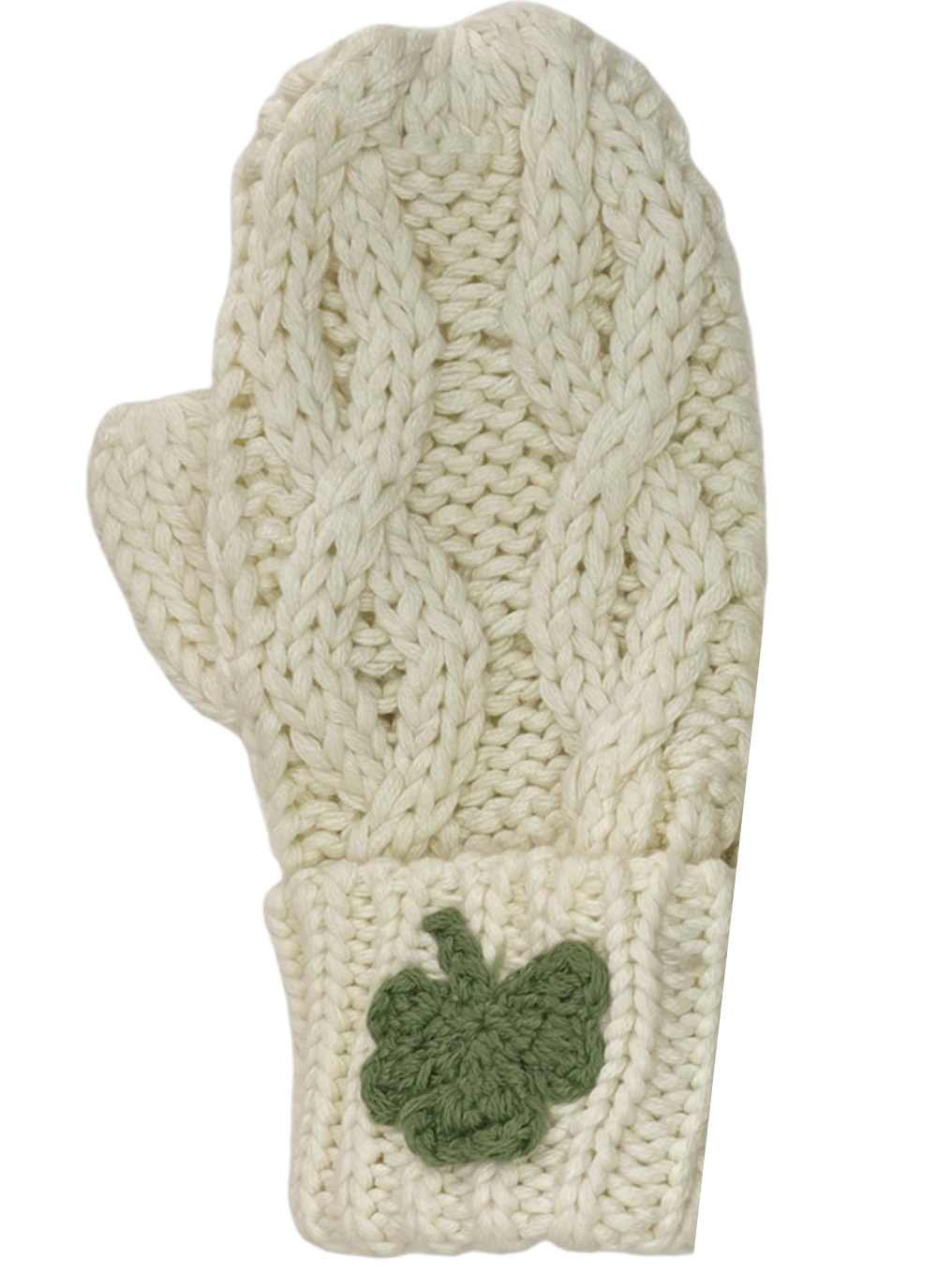 Kids' Cream Mittens with Shamrock
