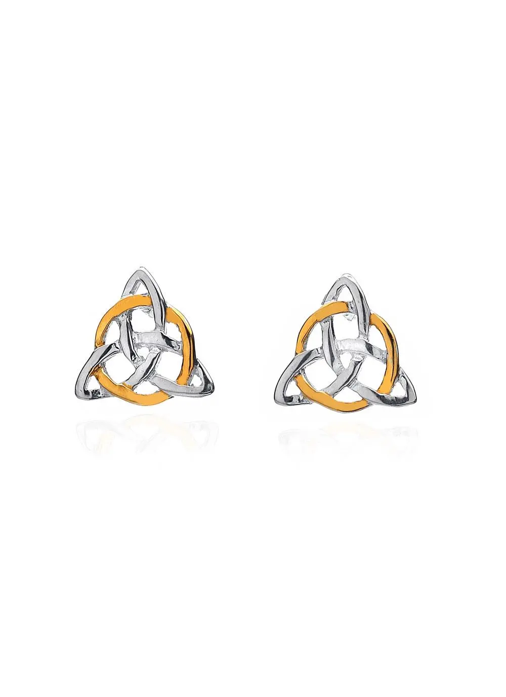 Sterling Silver And Gold Plated Celtic Trinity Knot Stud Earrings