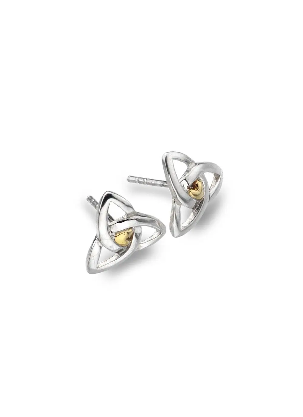 Sterling Silver And Brass Celtic Trinity Knot Stud Earrings