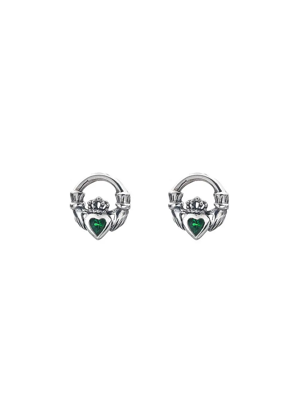 Sterling Silver Celtic Claddagh Stud Earrings