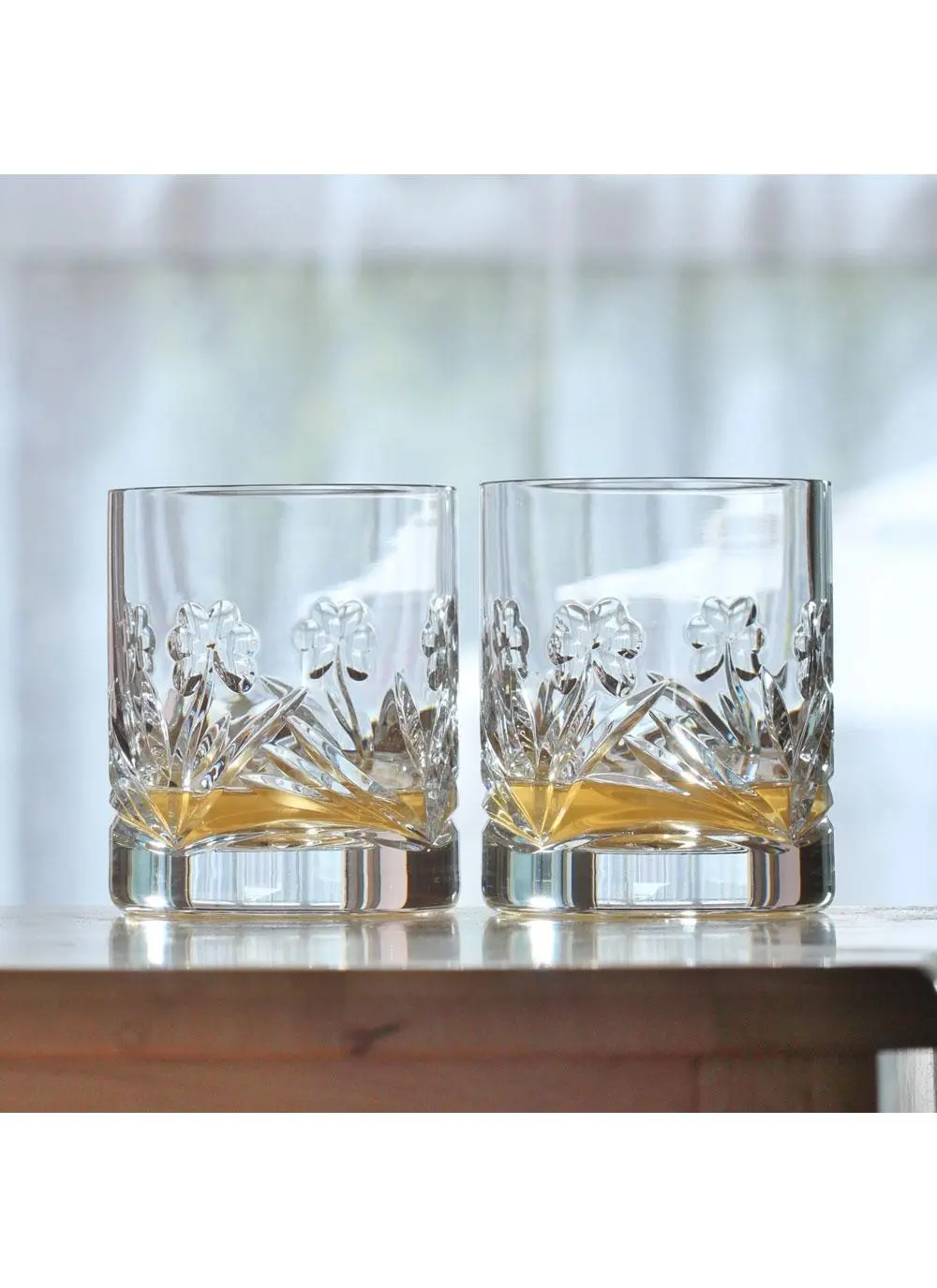 Emerald Crystal Shamrock Double Old Fashioned Glasses