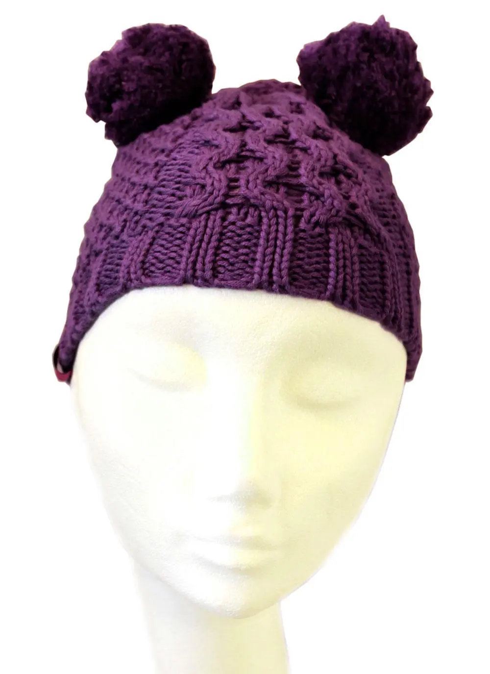 Kids Purple Knitted Bobble Hat
