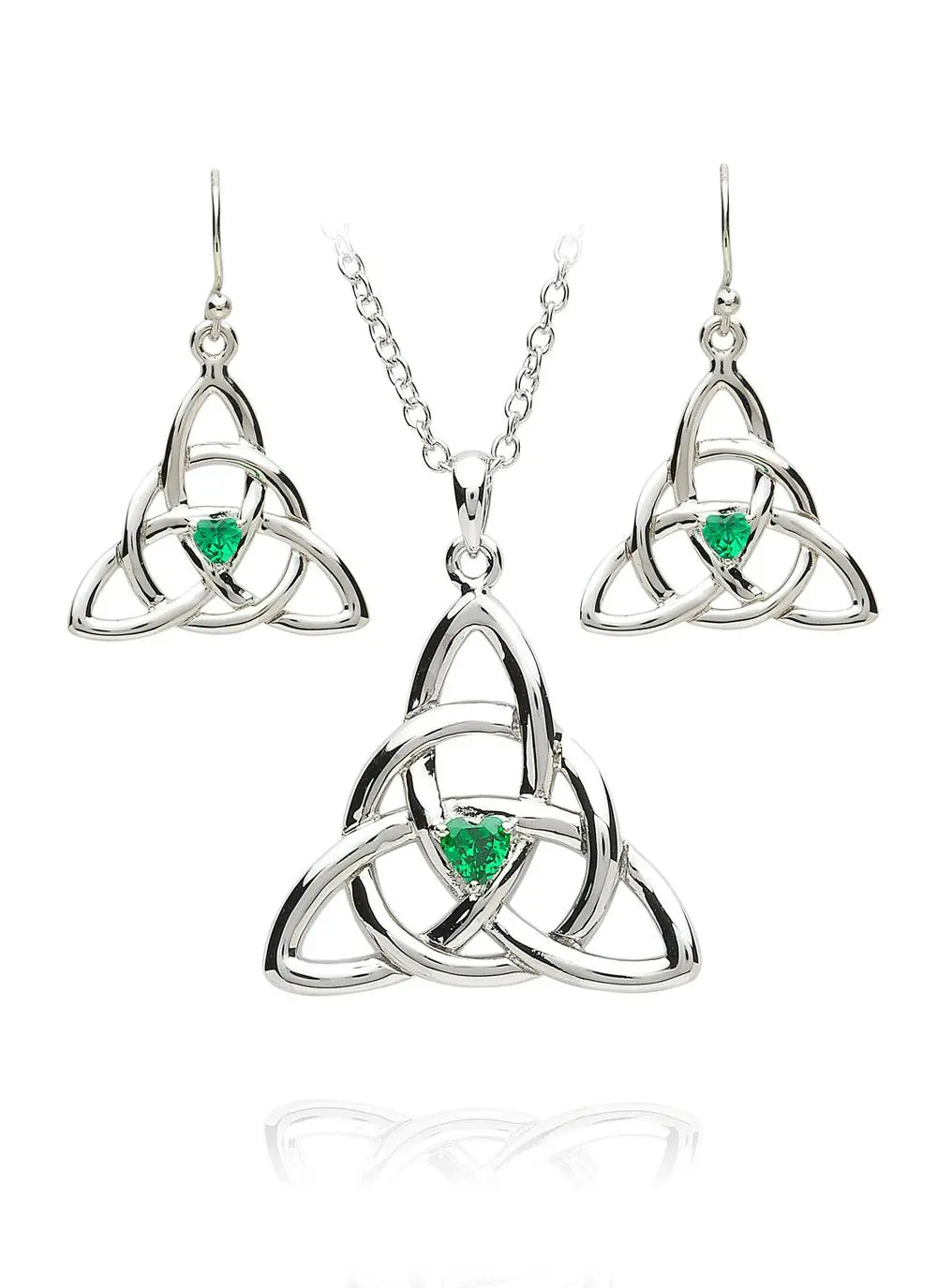 Trinity Emerald Pendant & Earrings Set