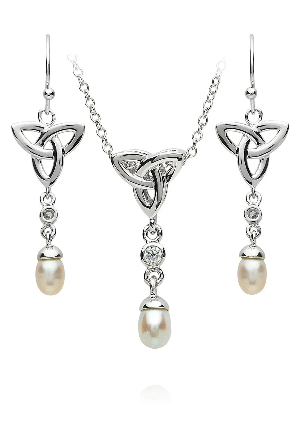 Trinity Pearl Pendant & Earrings Set