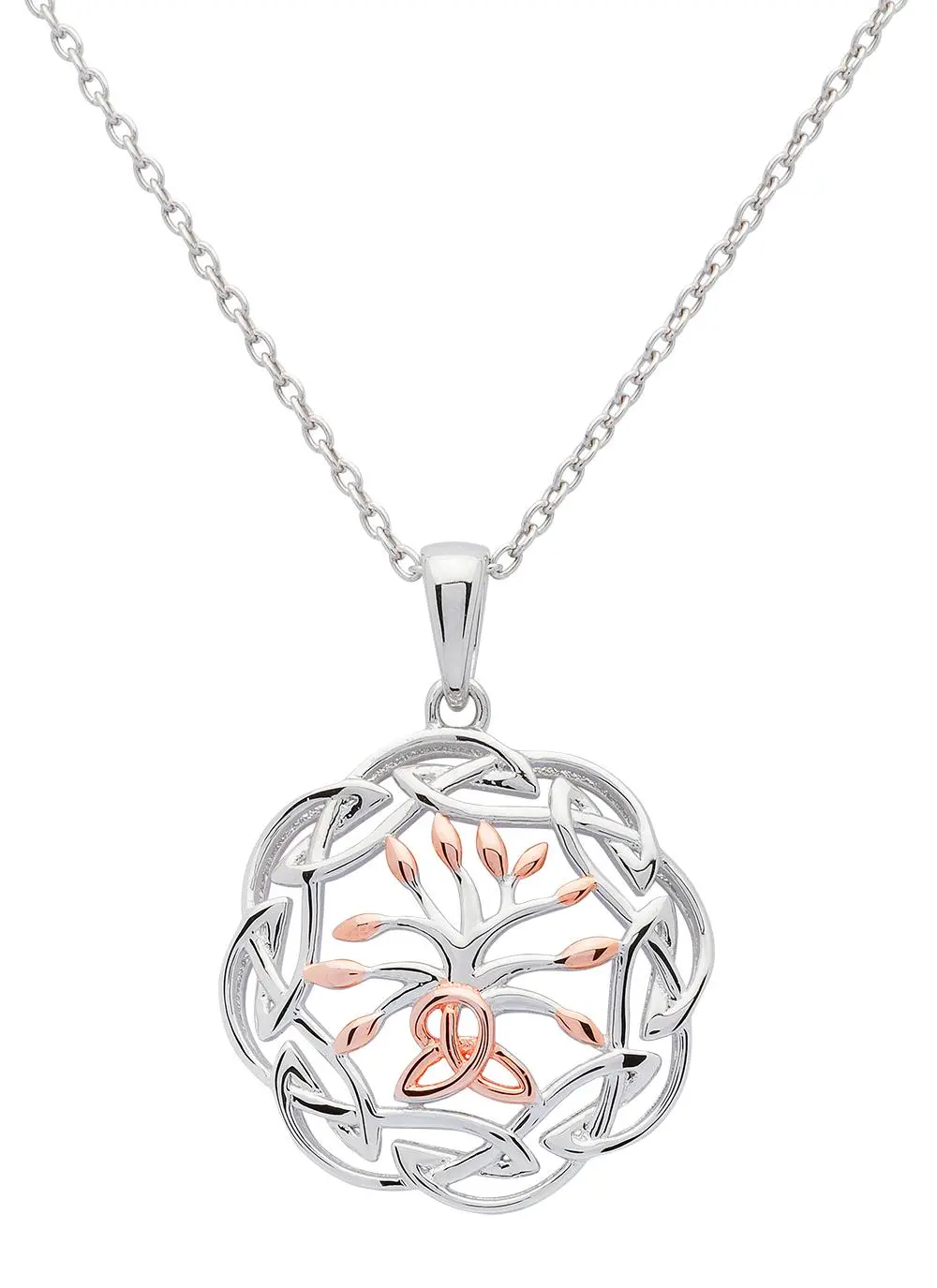 Sterling Silver & Rare Irish Rose Gold Tree of Life Pendant 