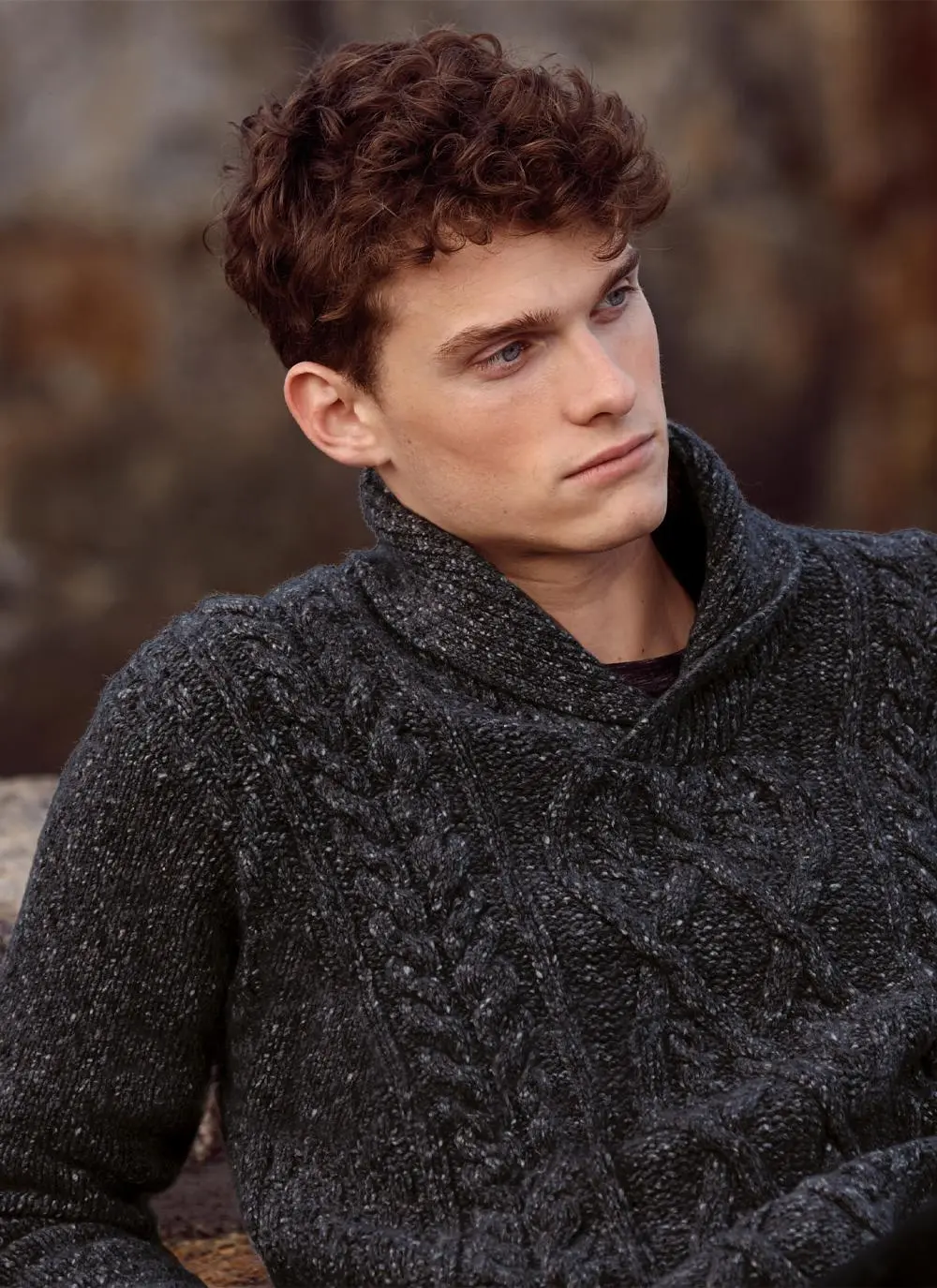 Clonard Shawl Collar Cable Sweater