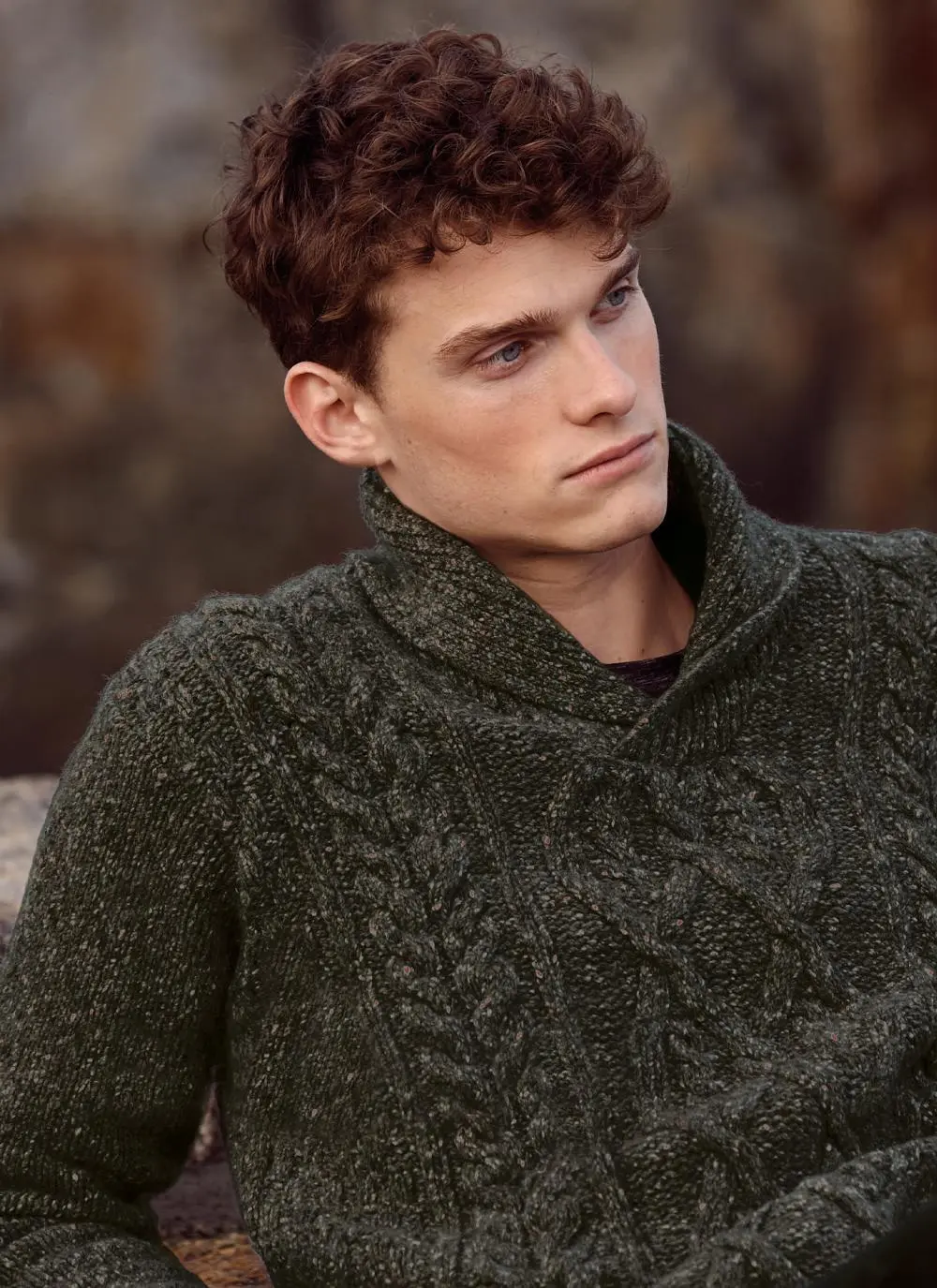 Clonard Shawl Collar Cable Sweater