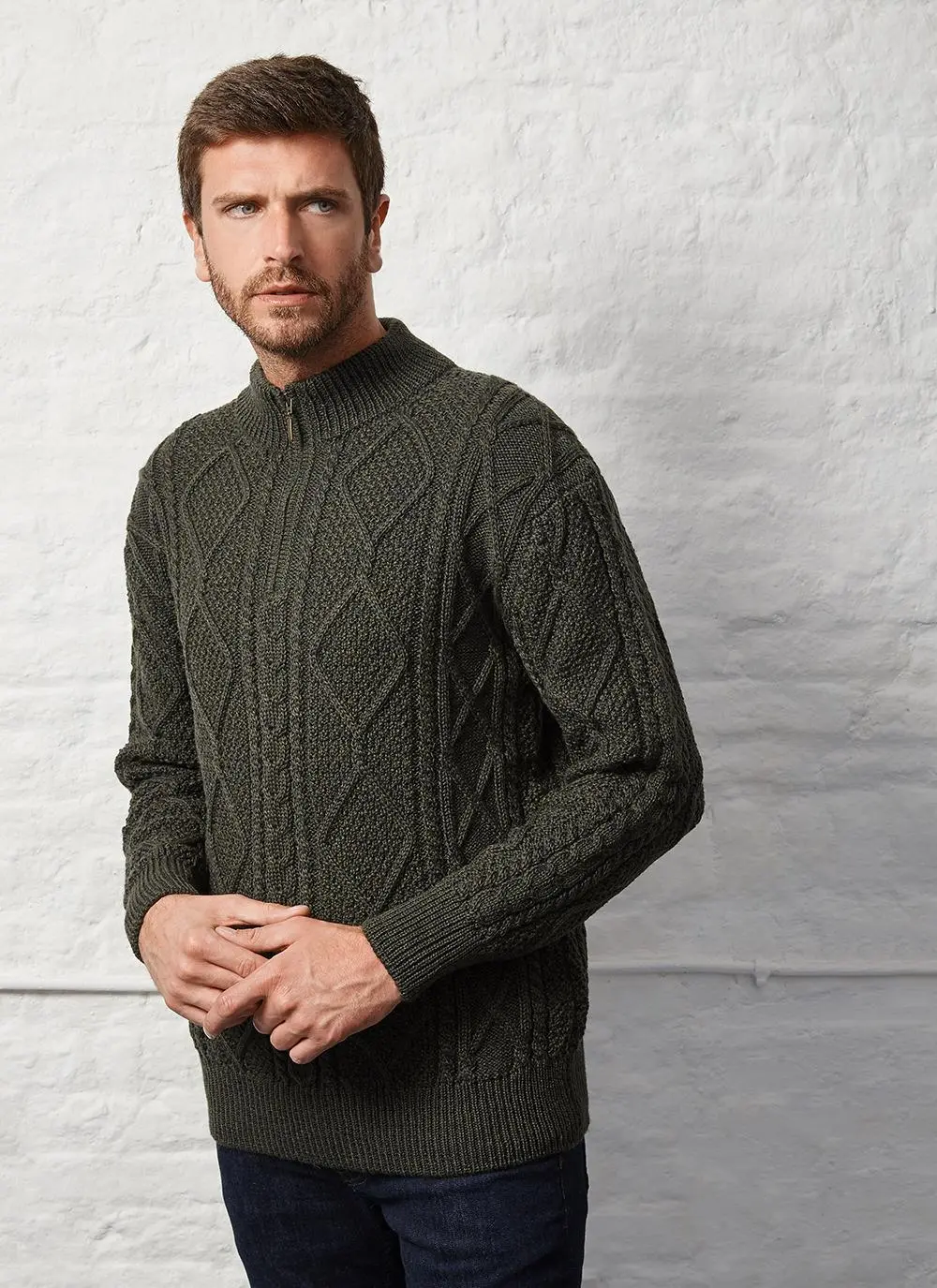 Patrick Half Zip Aran Sweater
