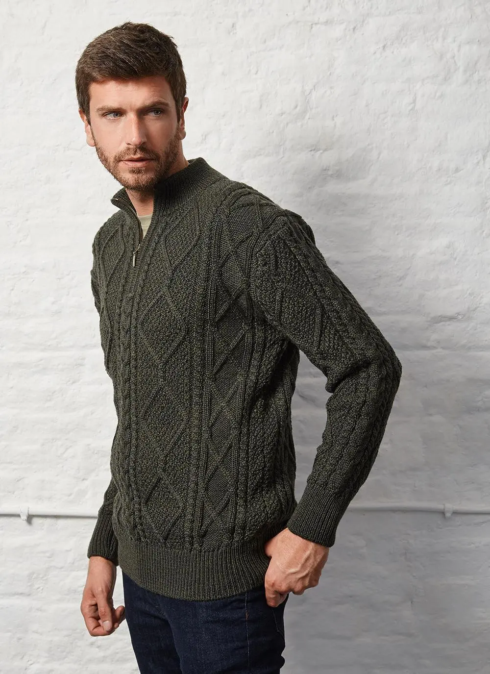 Patrick Half Zip Aran Sweater