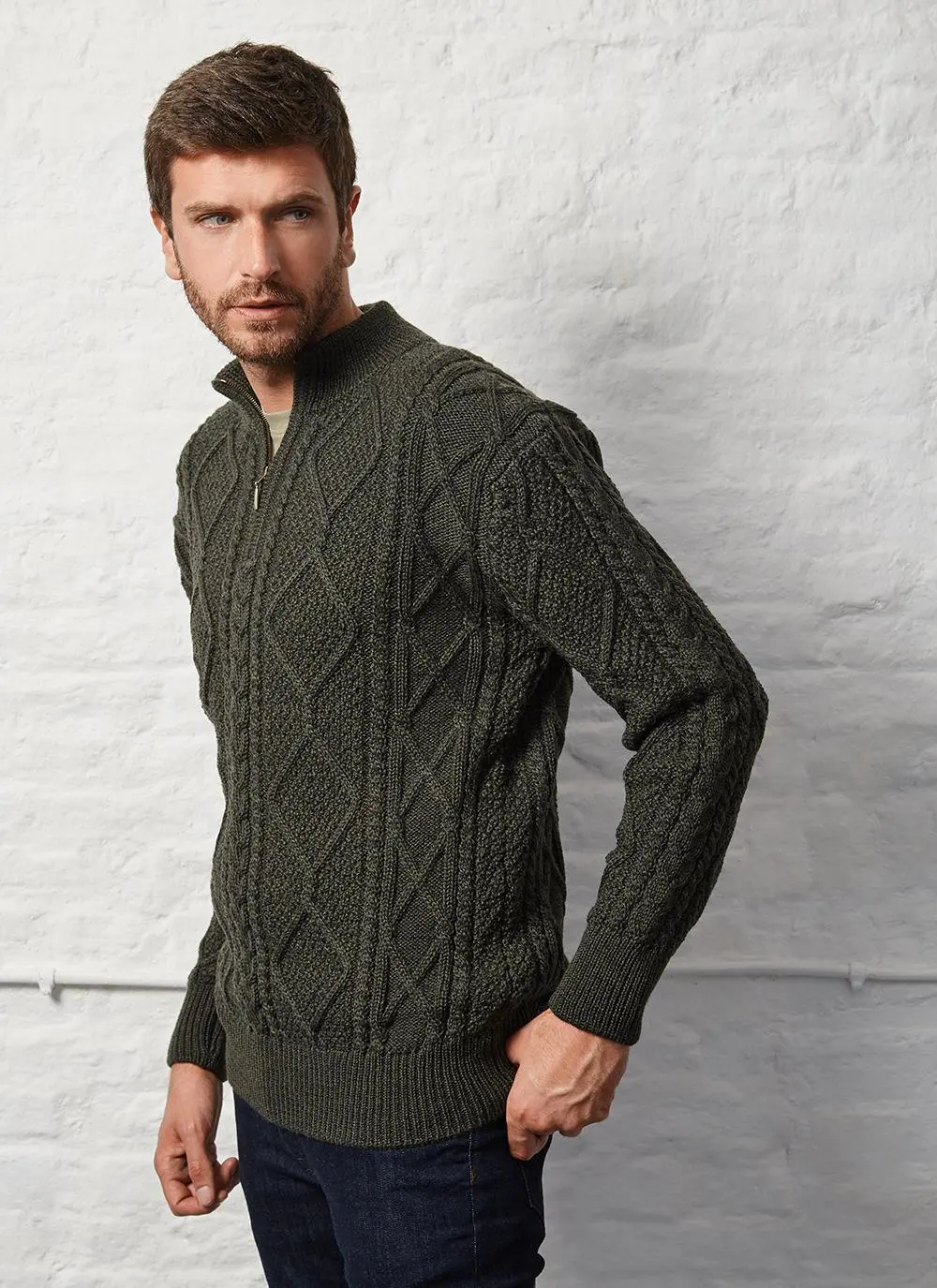 Patrick Half Zip Aran Sweater