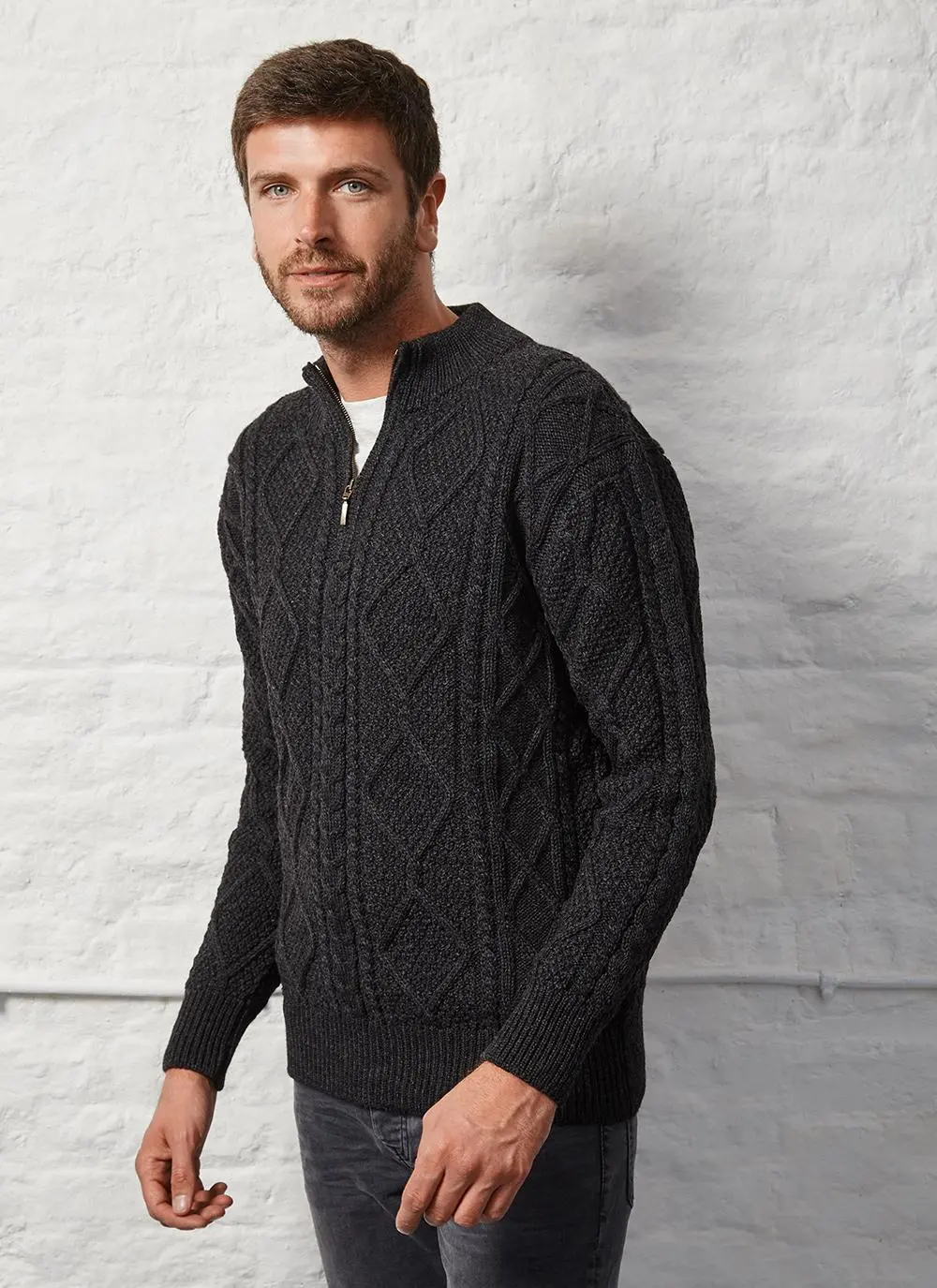Patrick Half Zip Aran Sweater