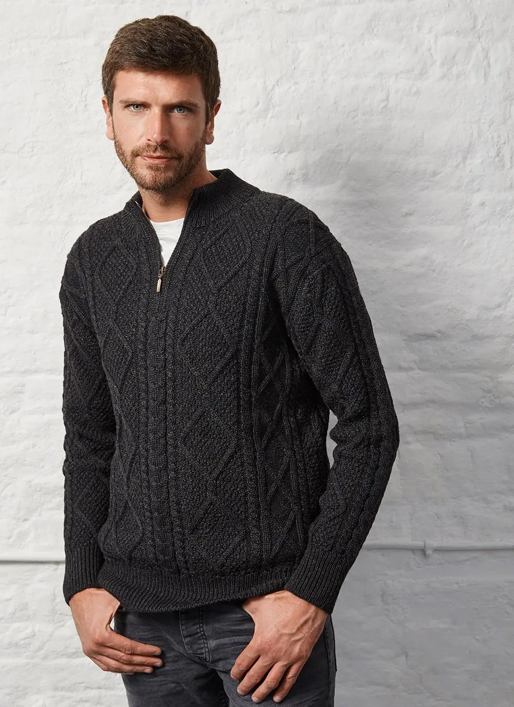 Patrick Half Zip Aran Sweater