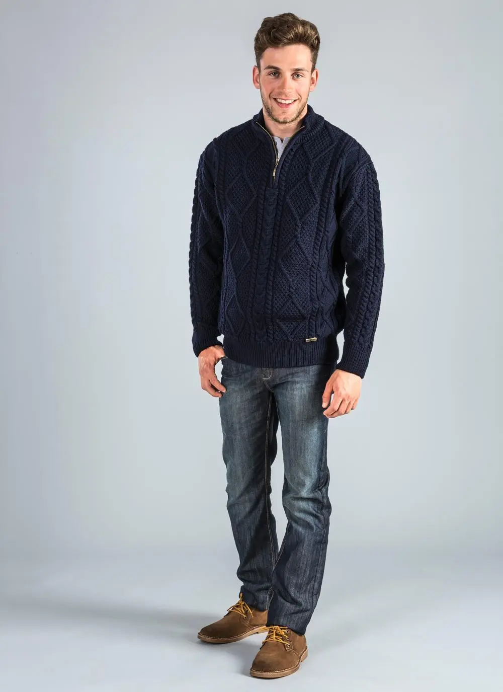Patrick Half Zip Aran Sweater