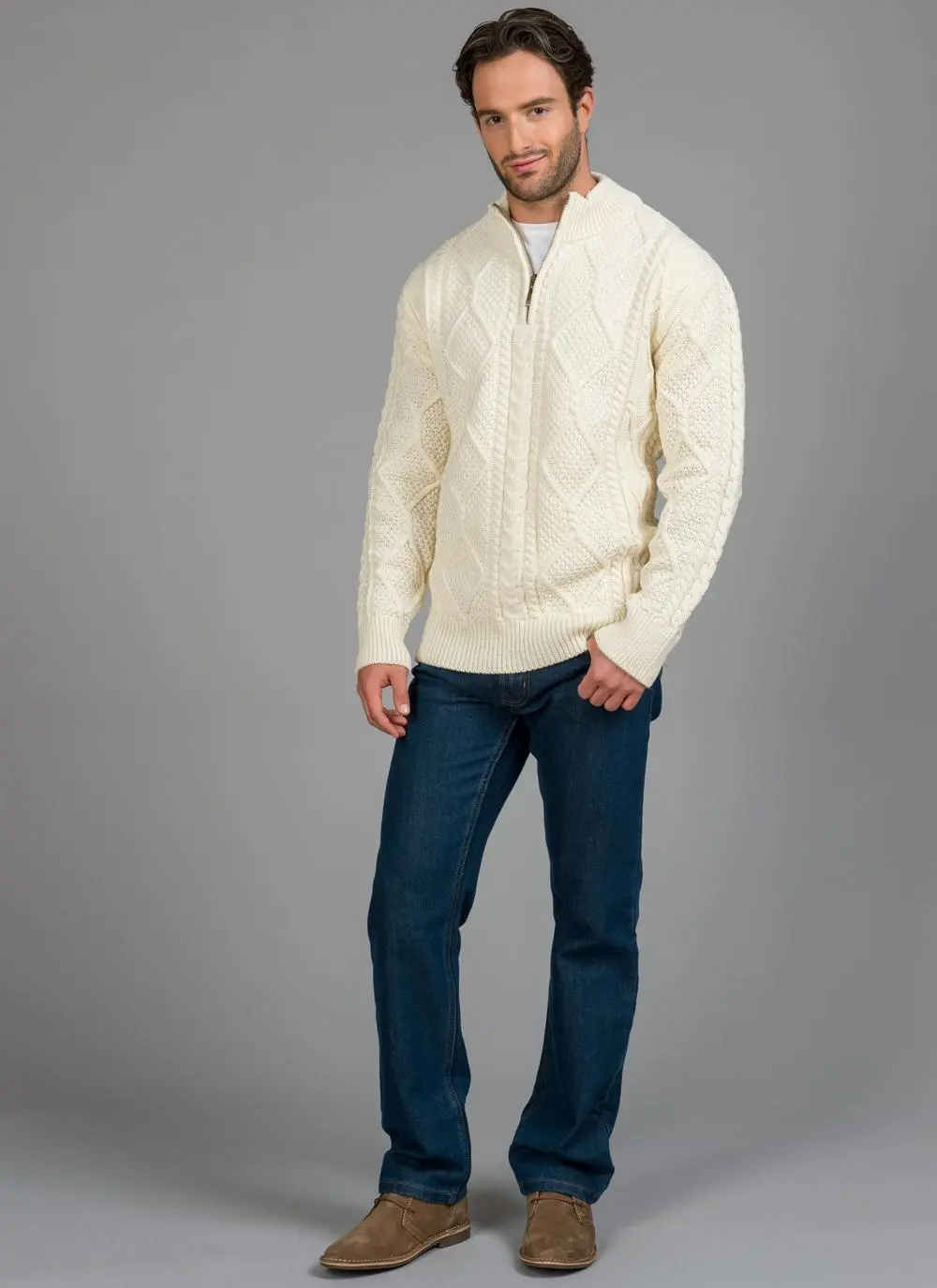 Patrick Half Zip Aran Sweater