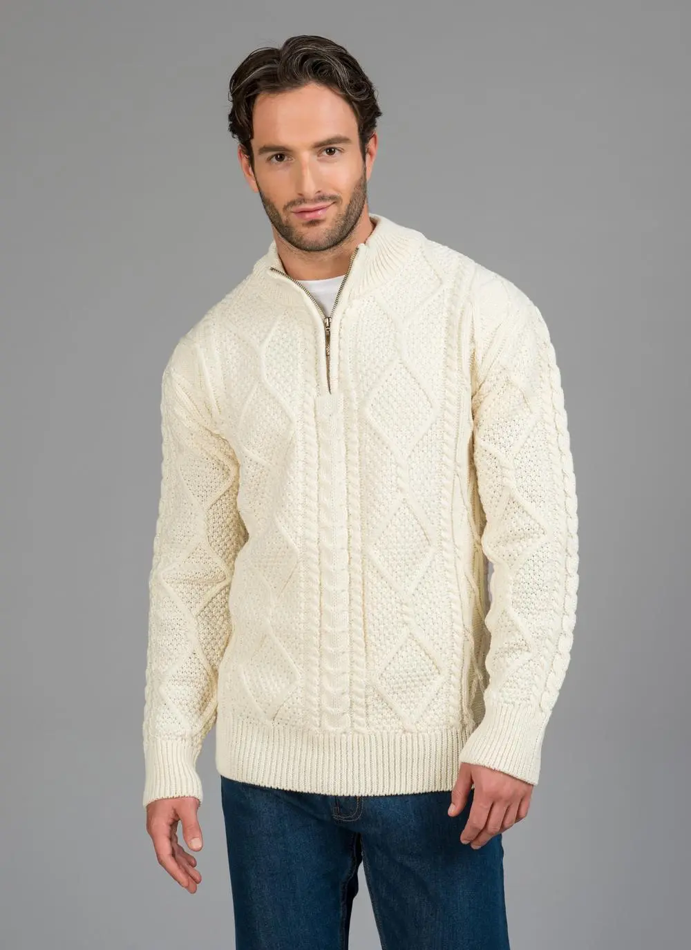 Patrick Half Zip Aran Sweater