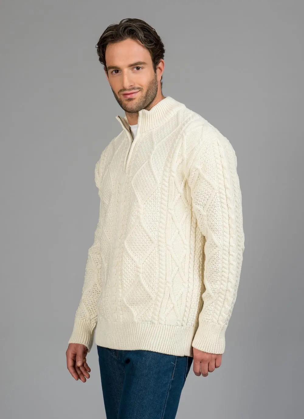Patrick Half Zip Aran Sweater