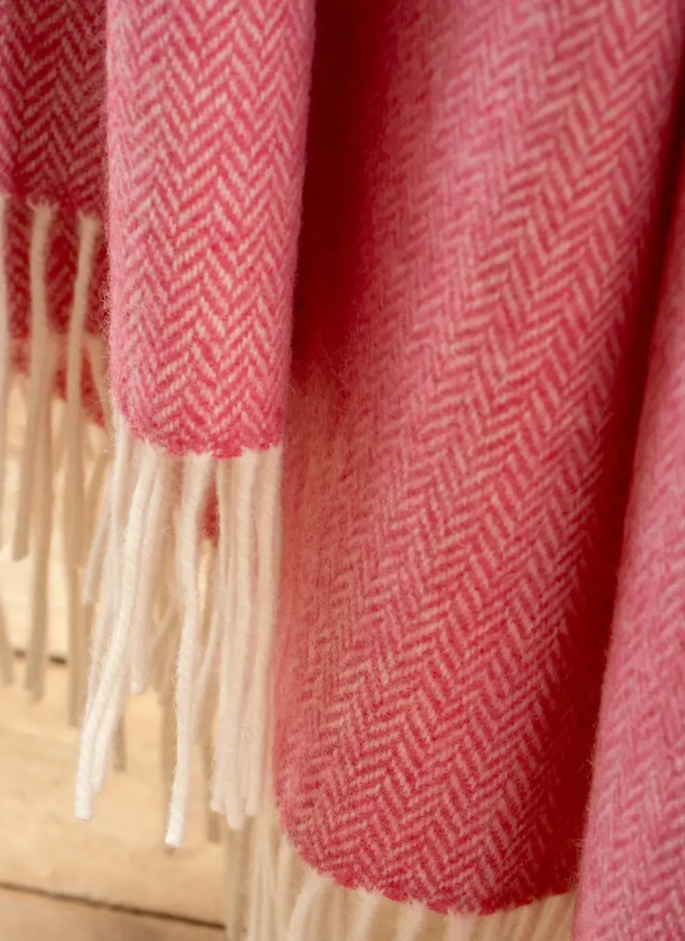 Pink & Green Large Lambswool Throw