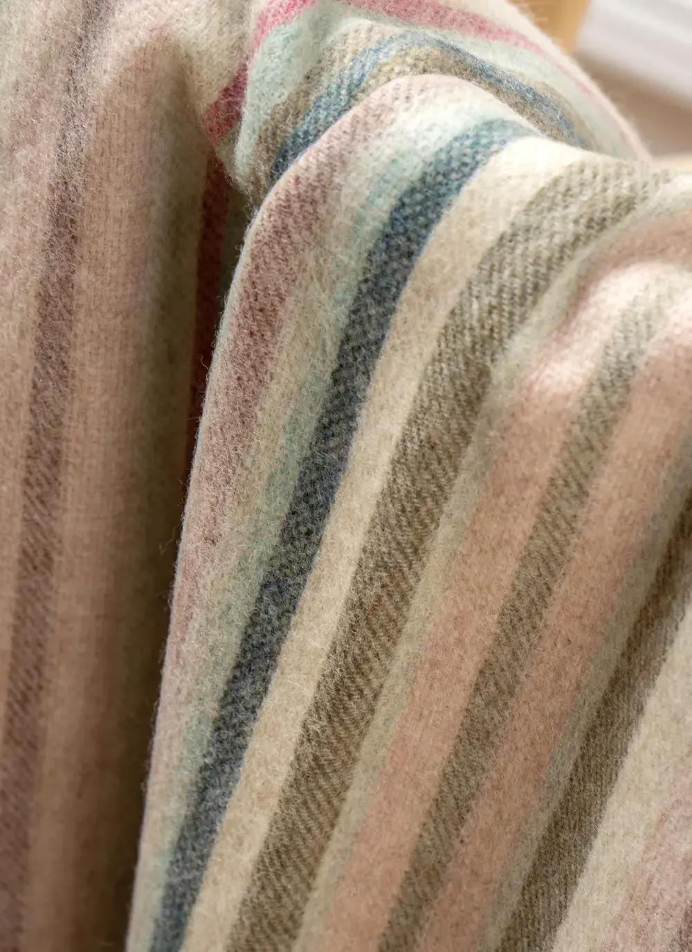 Pink Khaki Stripe Merino Wool Throw