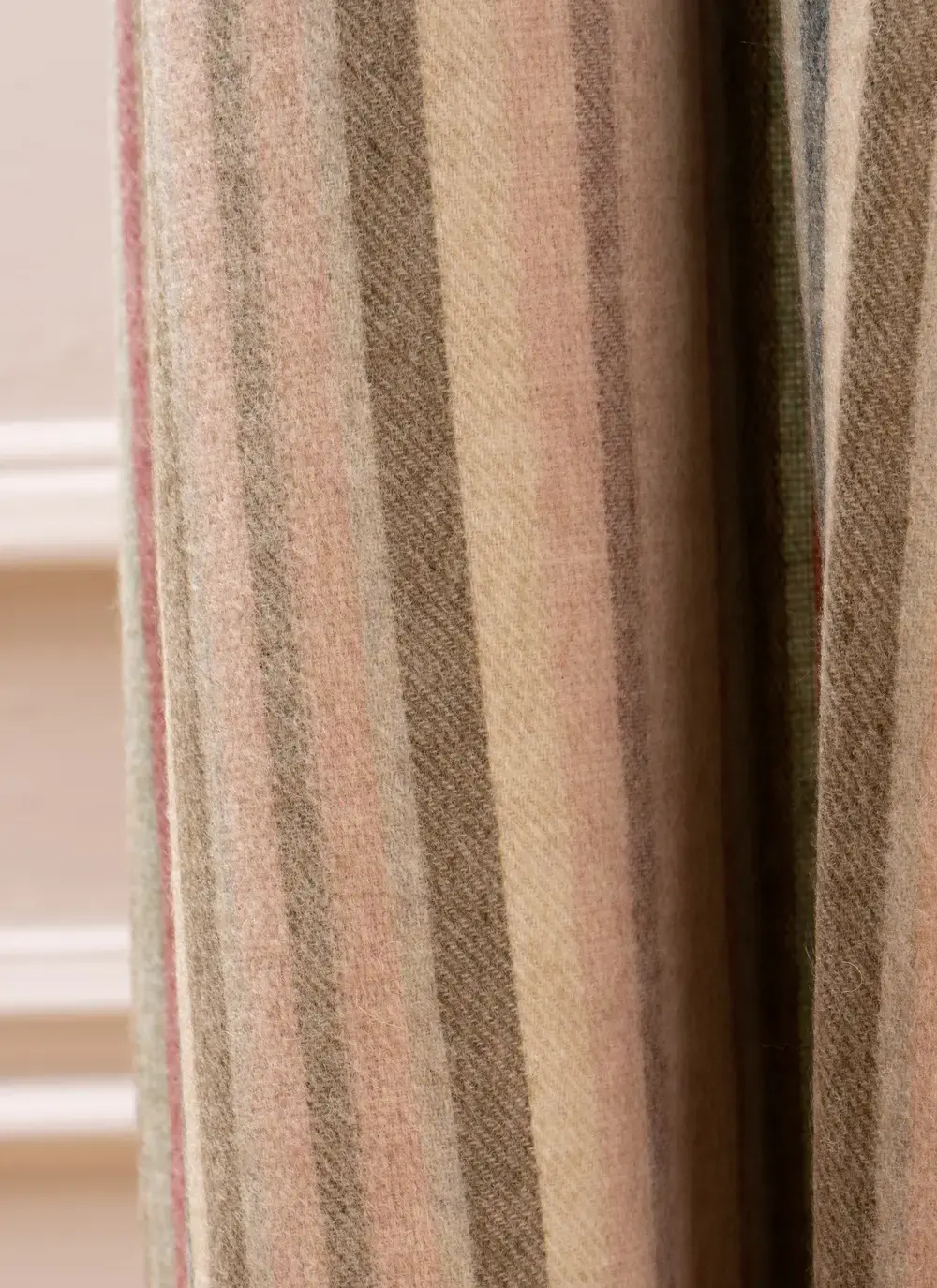 Pink Khaki Stripe Merino Wool Throw