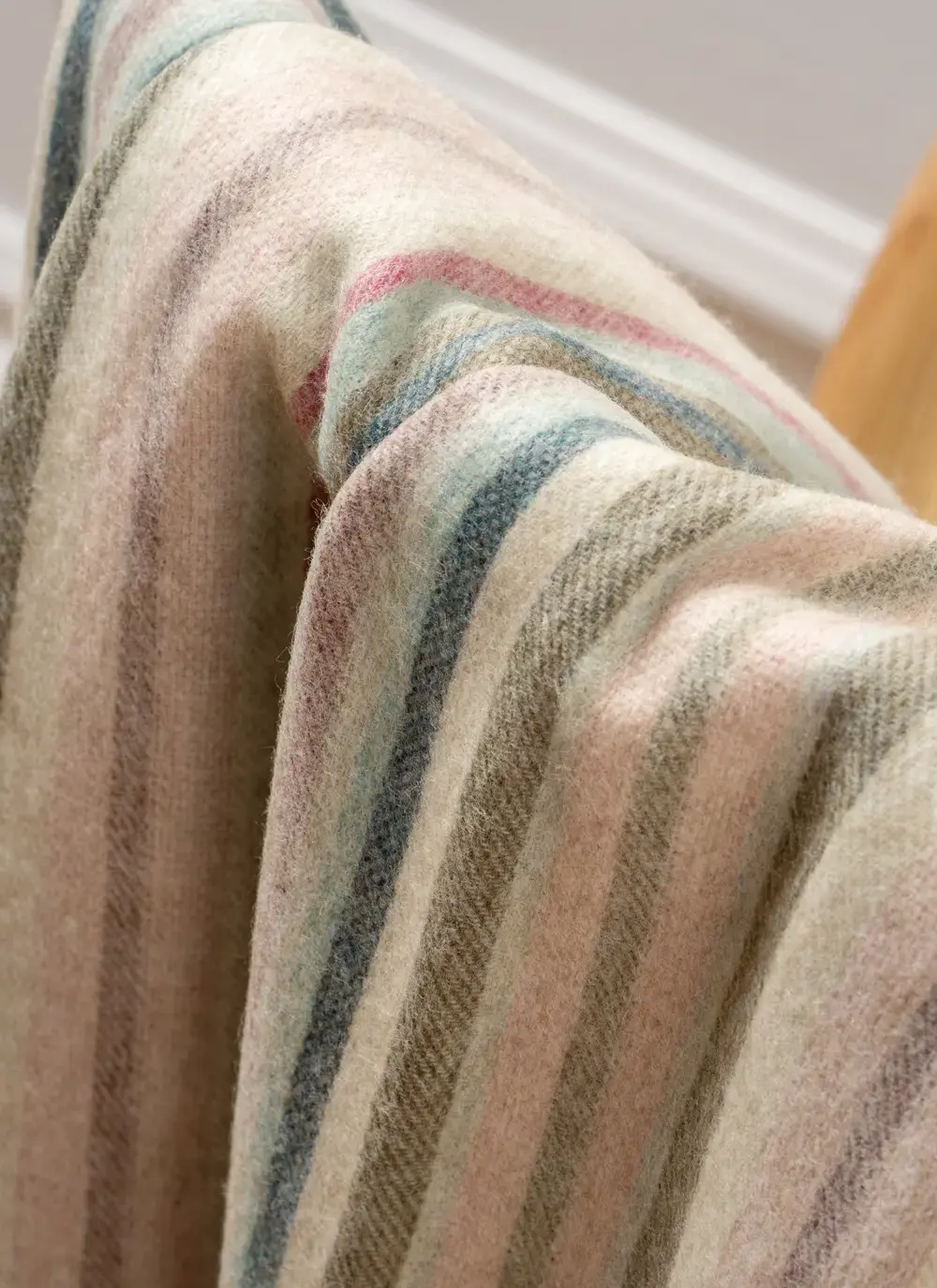 Pink Khaki Stripe Merino Wool Throw