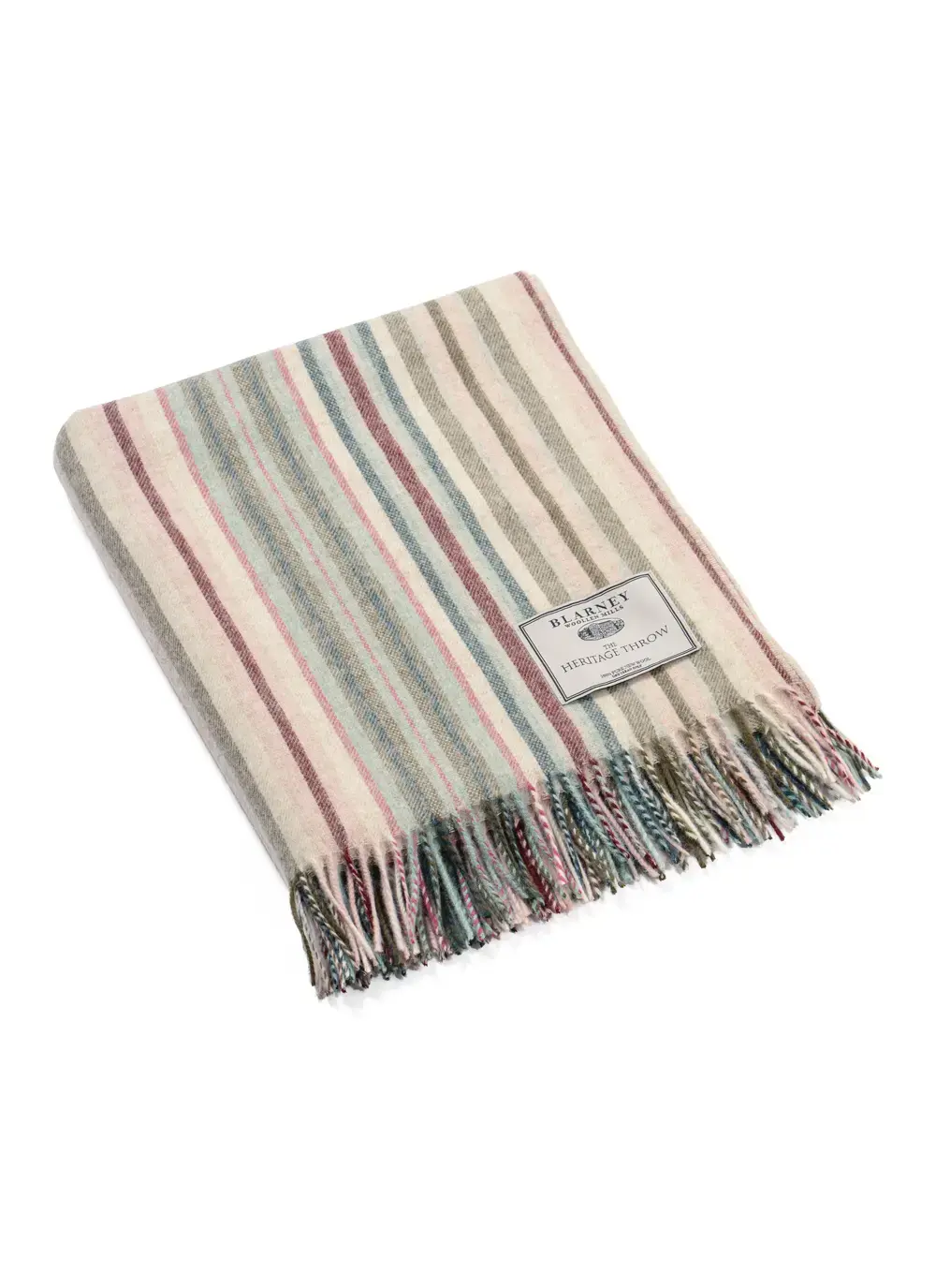 Pink Khaki Stripe Merino Wool Throw