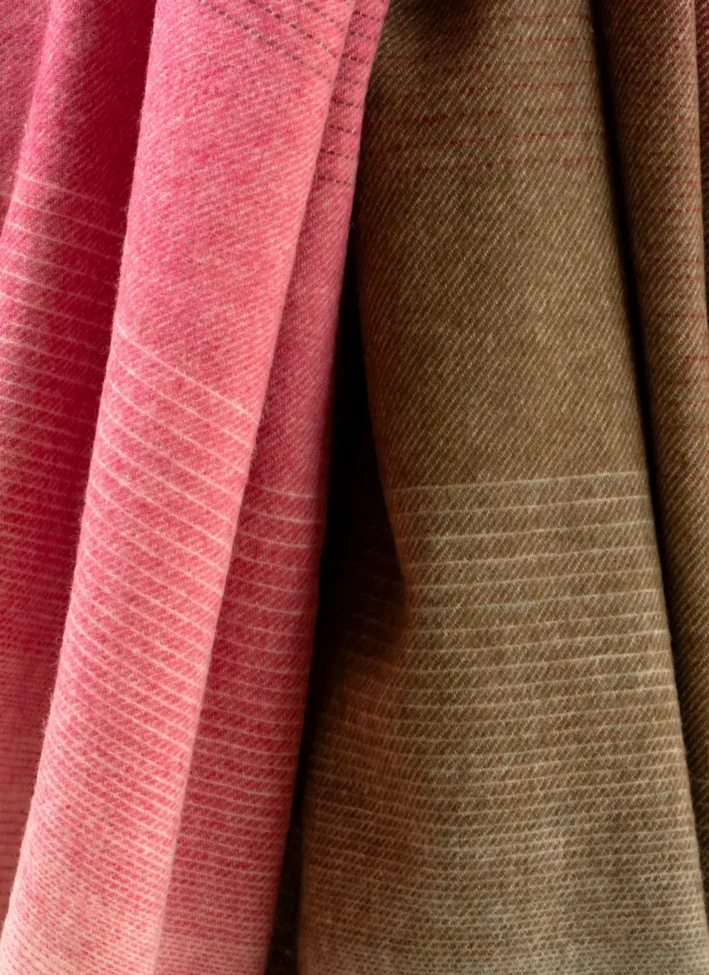Pink Khaki Ombre Merino Wool Throw