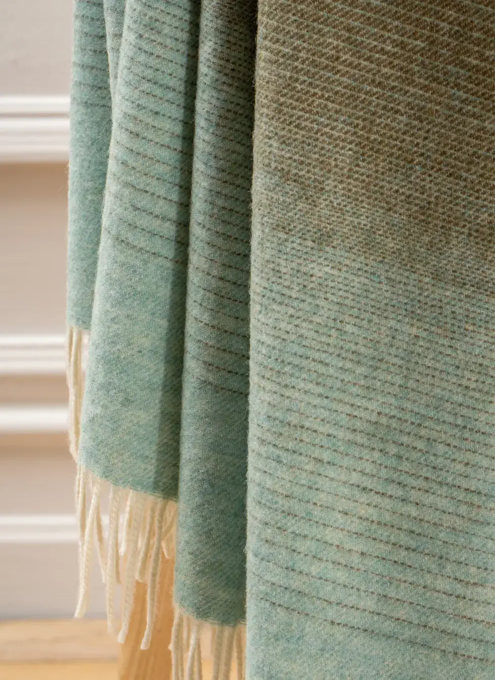 Pink Khaki Ombre Merino Wool Throw