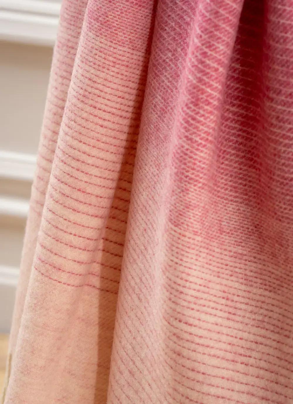 Pink Khaki Ombre Merino Wool Throw