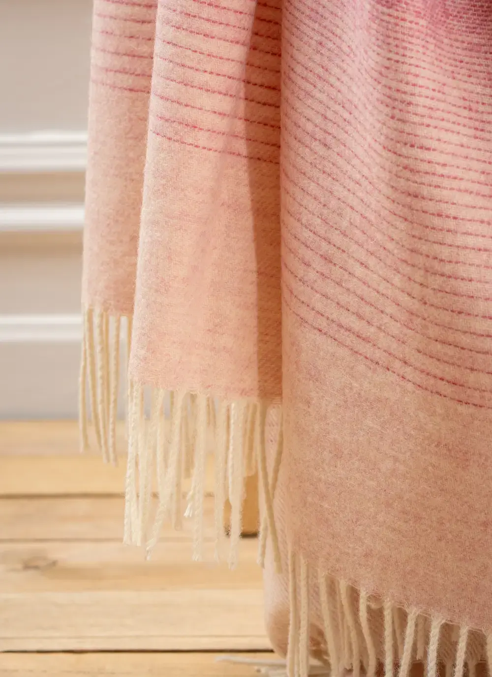 Pink Khaki Ombre Merino Wool Throw