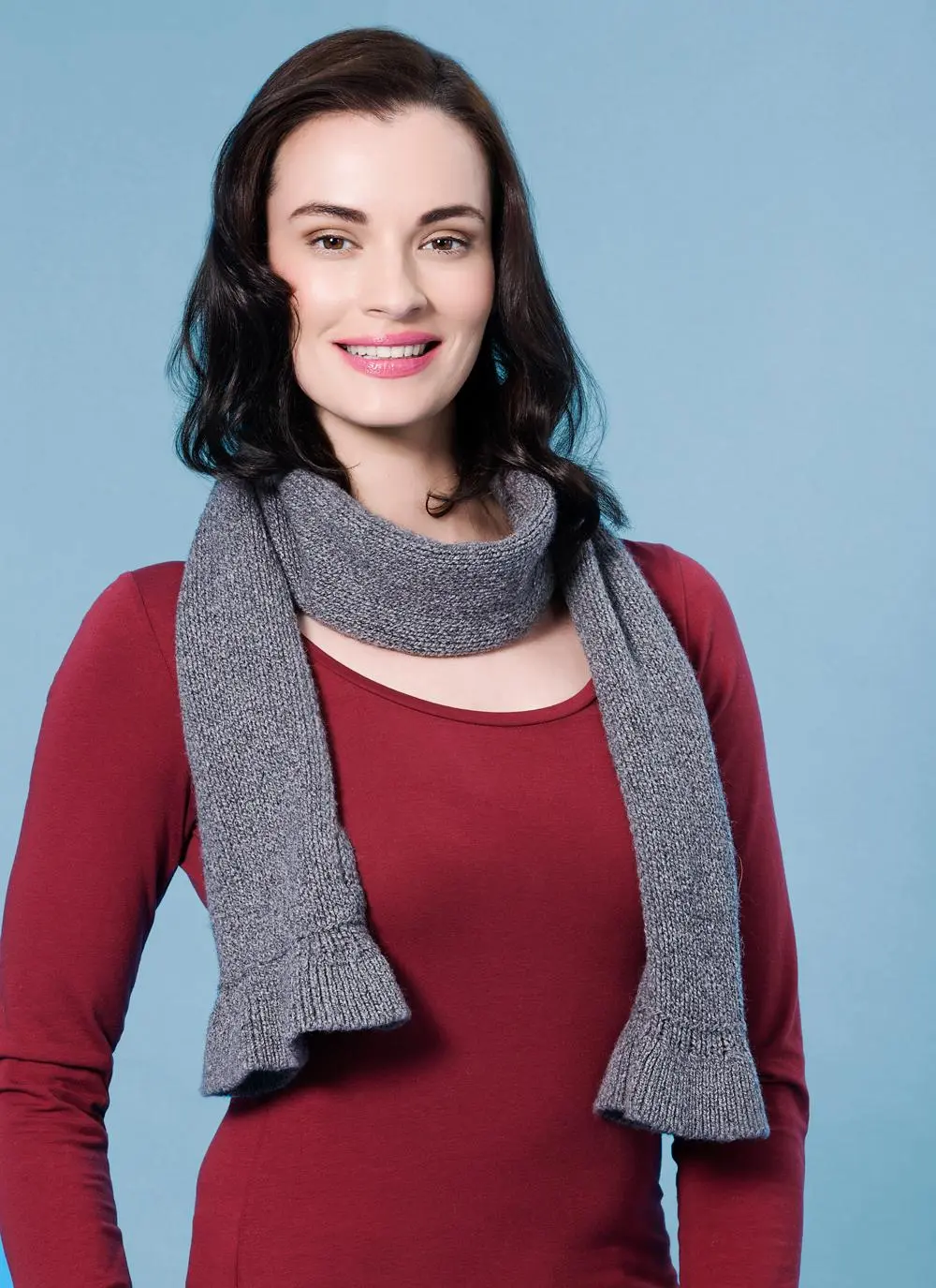 Fisherman Ruffle Scarf Gray