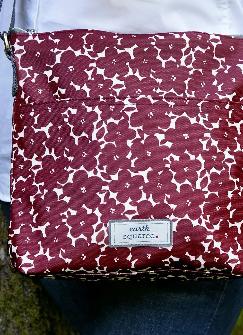 Red Flower Oil Cloth Messenger Bag