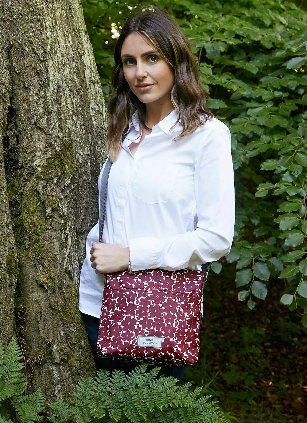 Red Flower Oil Cloth Messenger Bag