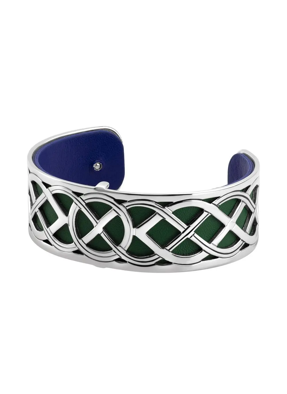 Rhodium & Leather Celtic Knot Bangle