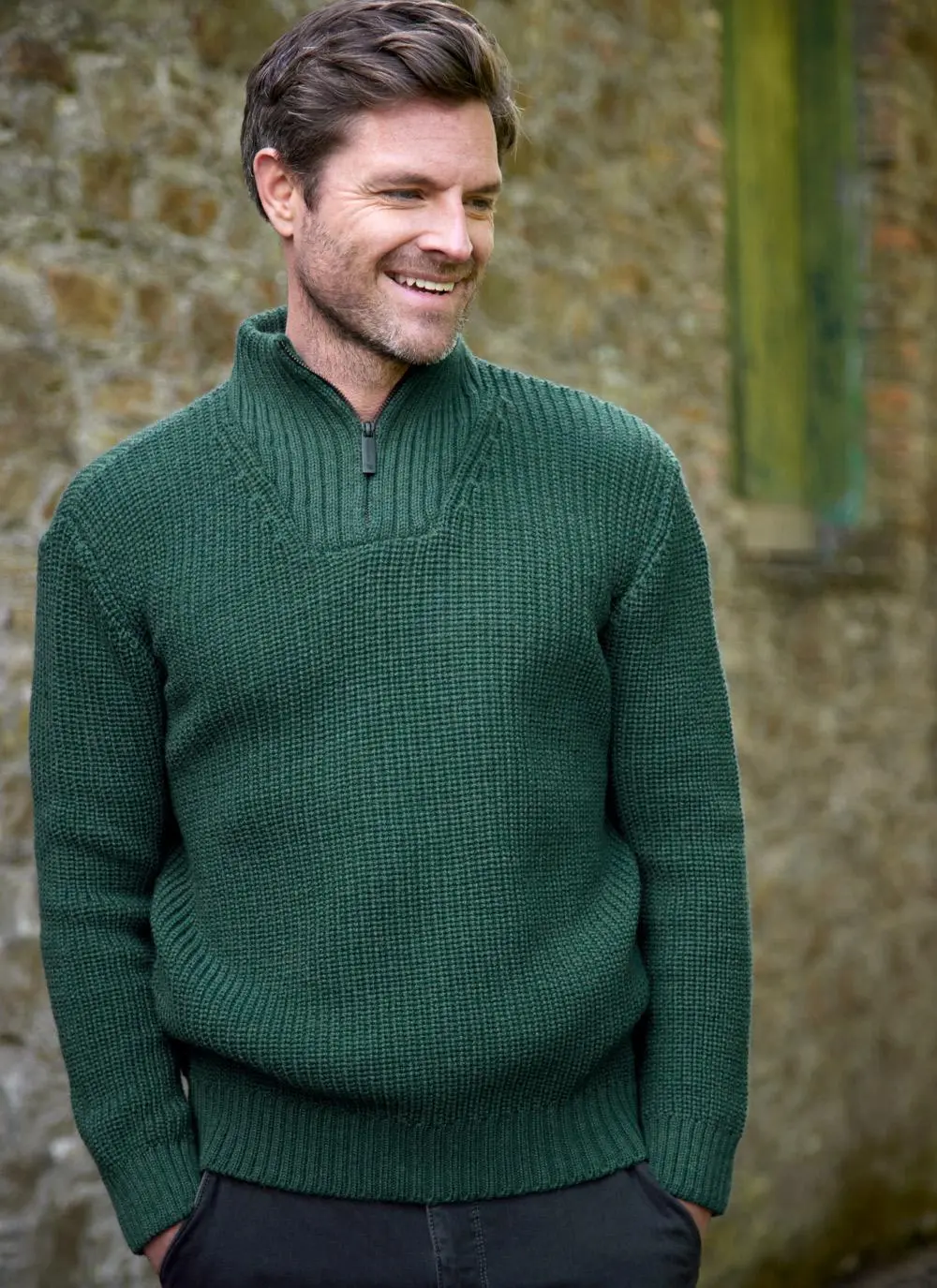 Ribbed Zip Neck Troyer Sweater