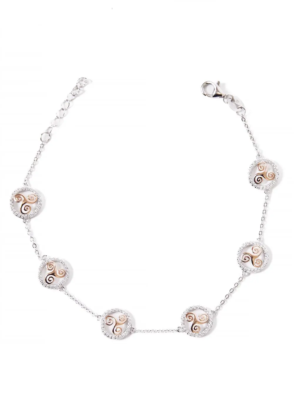 Rose Gold & Sterling Silver Triskelion Bracelet
