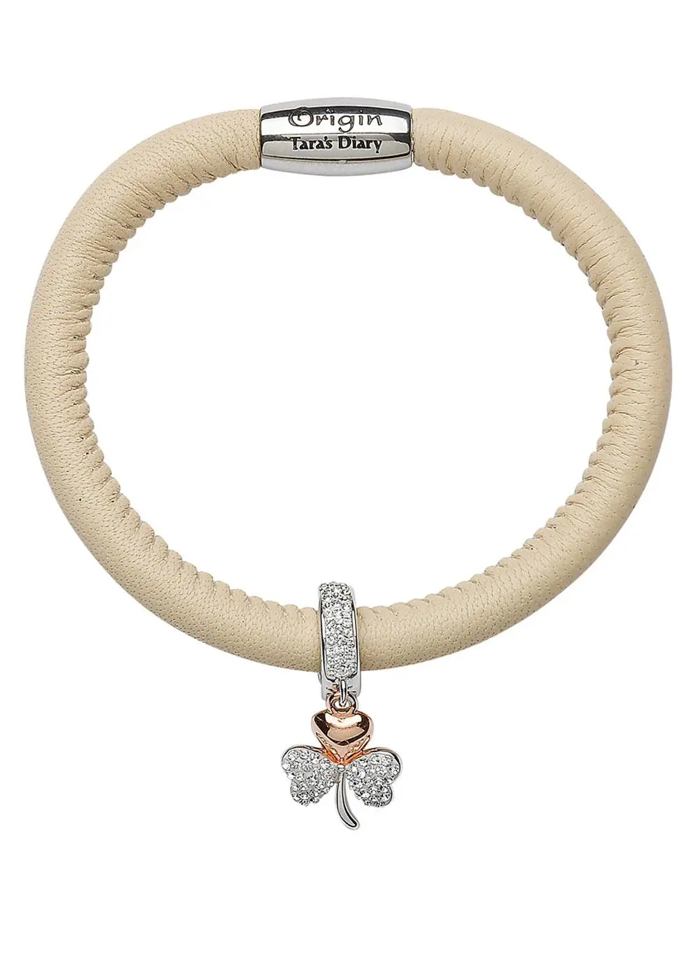 Origin Rose Gold Plated Shamrock Charm With Swarovski Crystals