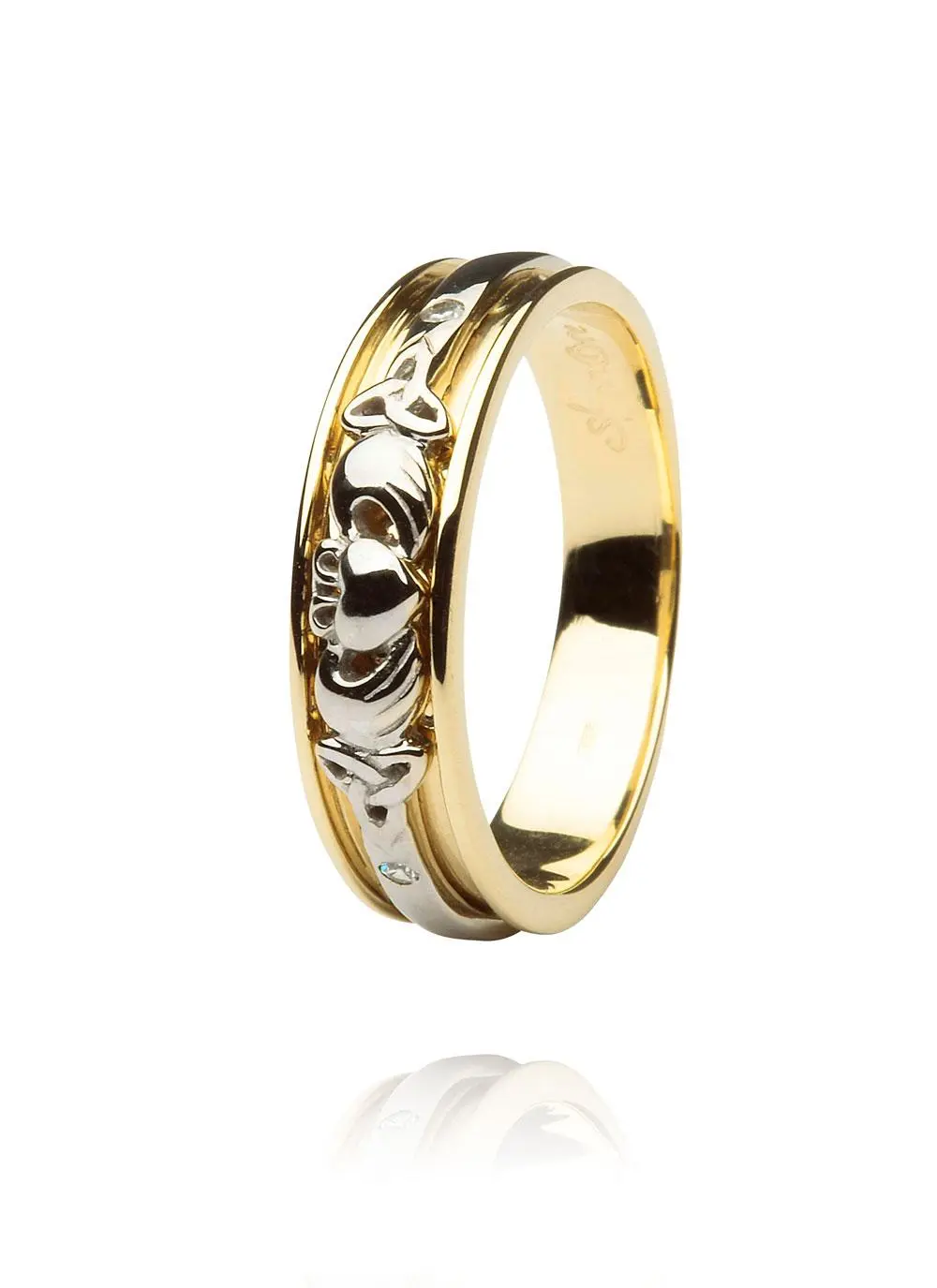 Ladies 14K Gold Claddagh Diamond Band