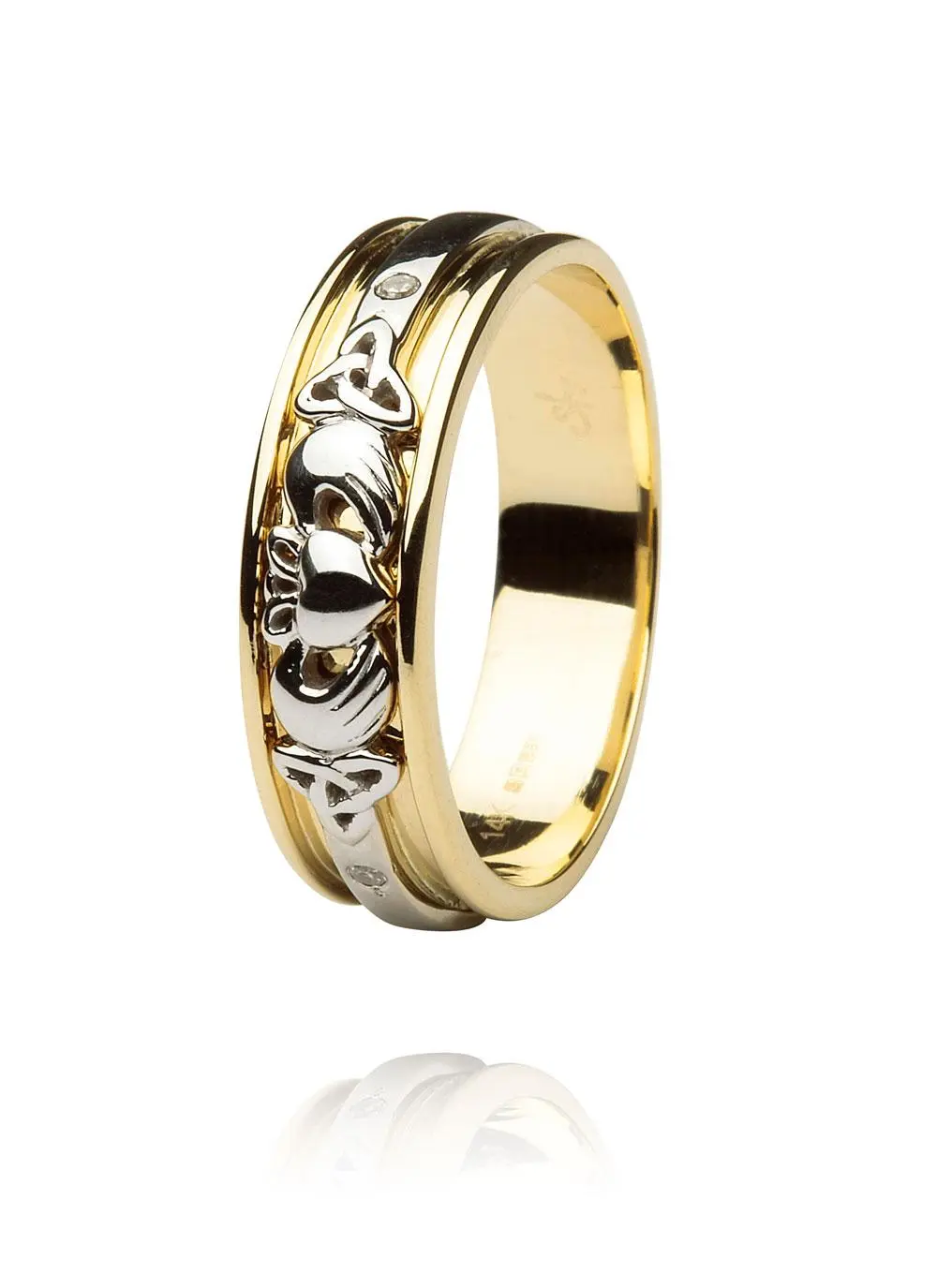 Gents 14K Gold Claddagh Diamond Band