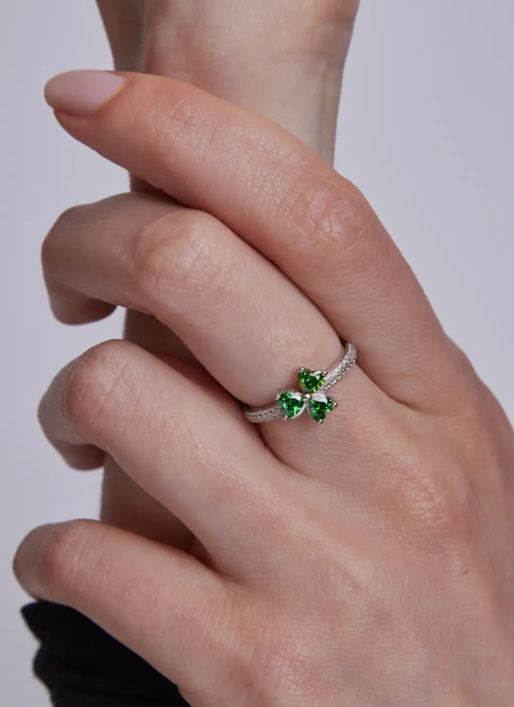 Green Cubic Zirconia Shamrock Ring