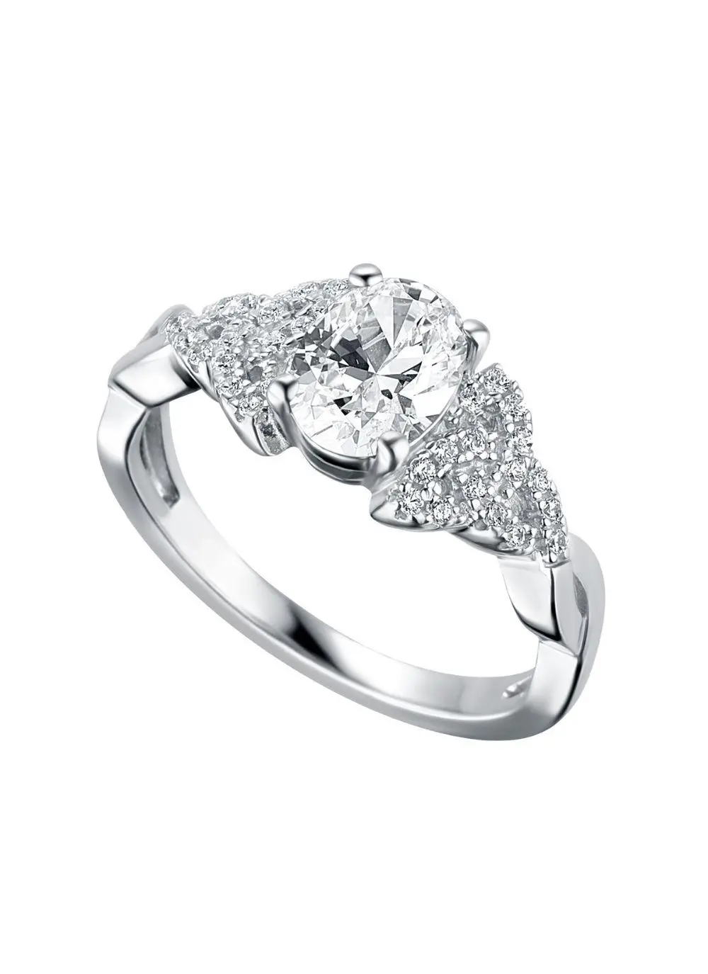 Sterling Silver Trinity Knot Ring with Cubic Zirconia