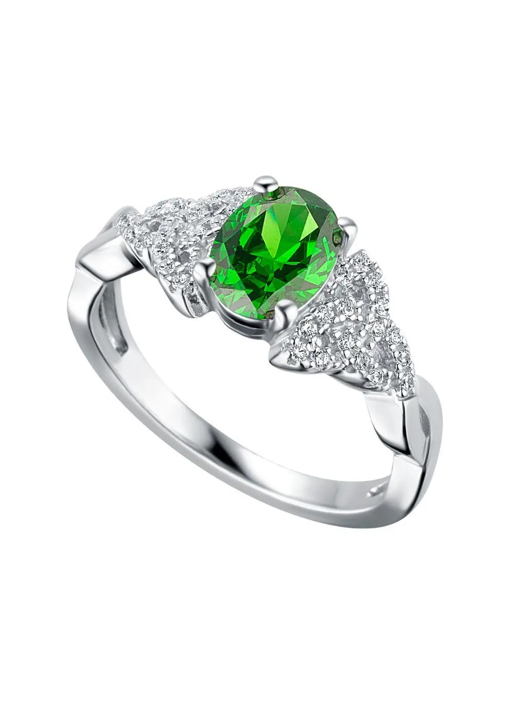 Sterling Silver Trinity Knot Ring with Cubic Zirconia
