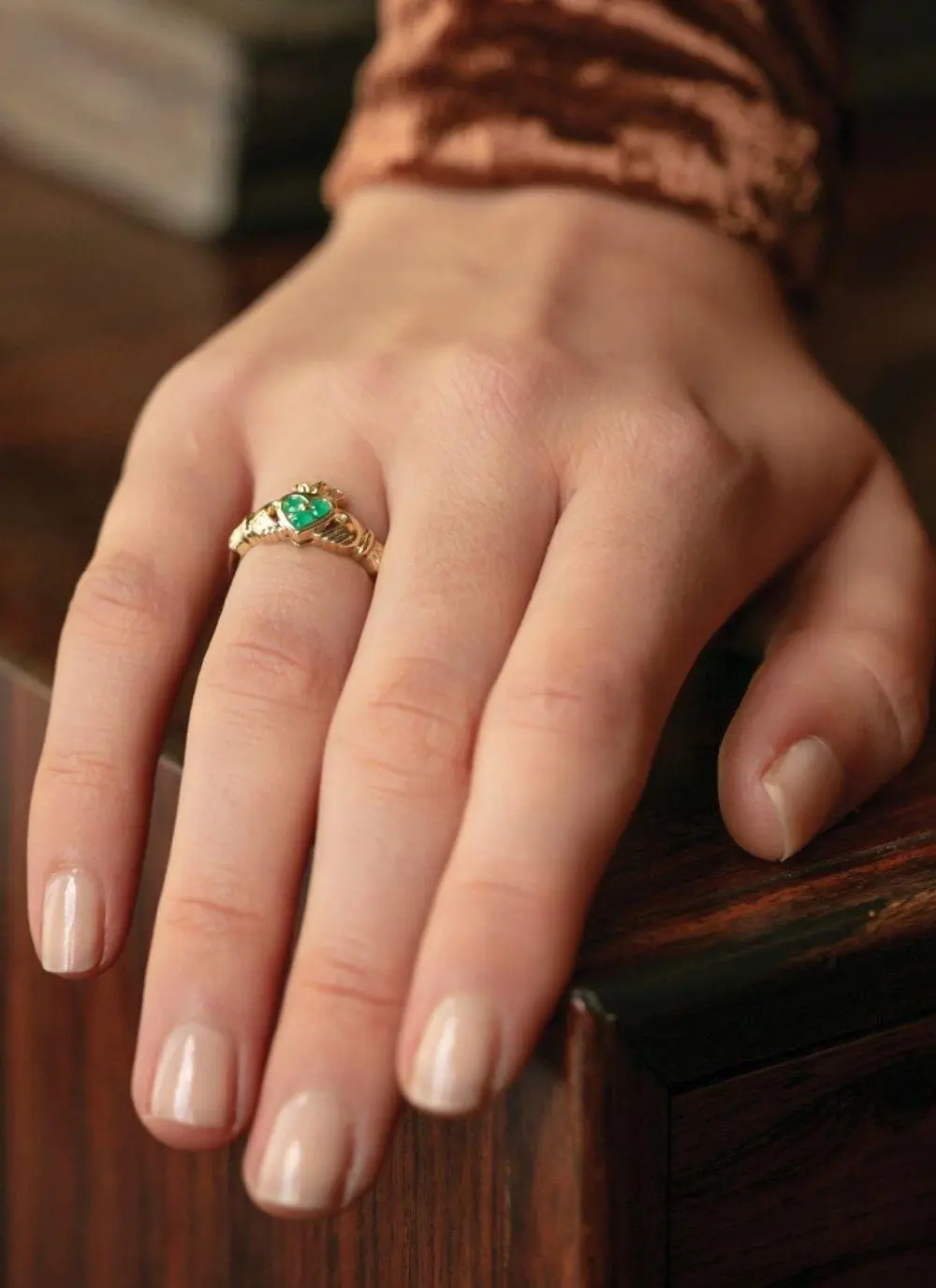 14ct Gold & Emerald Claddagh Ring 