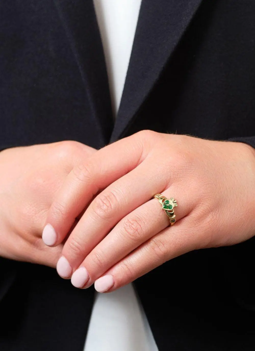 14ct Gold & Emerald Claddagh Ring 