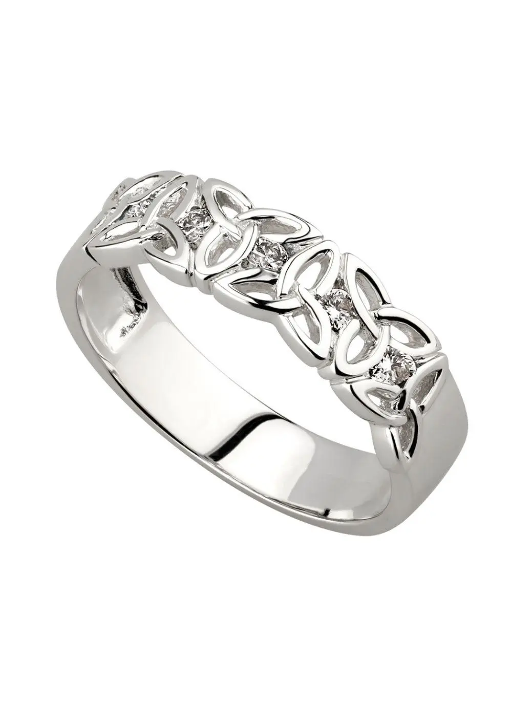 14ct White Gold Diamond Trinity Knot Ring | Blarney