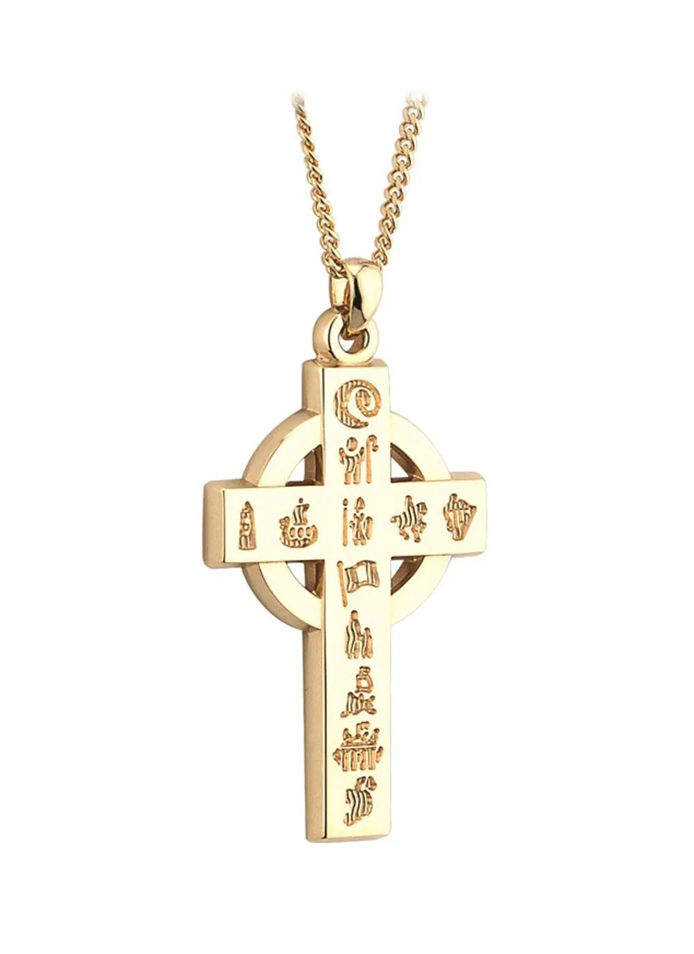 14ct Gold History Of Ireland Large Cross Pendant
