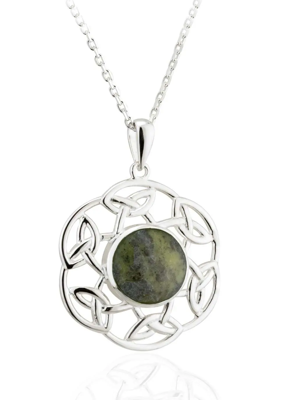 Sterling Silver Connemara Marble Open Celtic Pendant